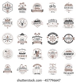 Set of vintage retro logotype templates. Collection of 25 items. Vector logo design elements. Icon symbols. Labels. Badges. Black and brown colors
