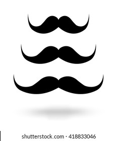 Set of vintage retro mustache icons, mr. symbols, monochrome vector illustration