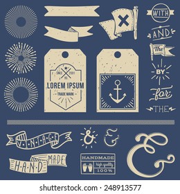 Set Of Vintage Retro Nautical Badges And Labels