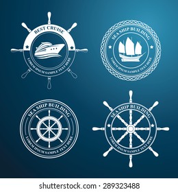 Set of vintage retro nautical badges and labels vector illustration