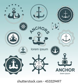 Set of vintage retro nautical badges and labels
