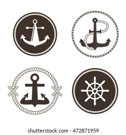 Set of vintage retro nautical badges and labels