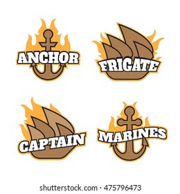 Set of vintage retro nautical badges and logo eps10