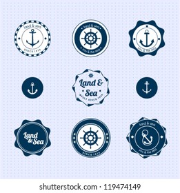 Set of vintage retro nautical labels