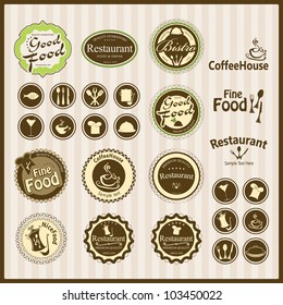Set of vintage retro restaurant