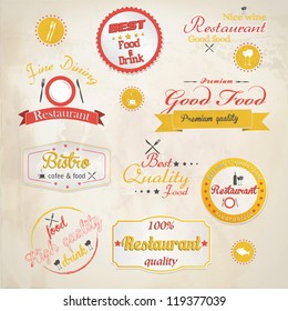 Set of vintage retro restaurant badges. Vector