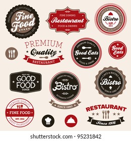 Set of vintage retro restaurant badges and labels