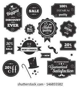 Set of Vintage Retro Stickers Labels and Ribbons