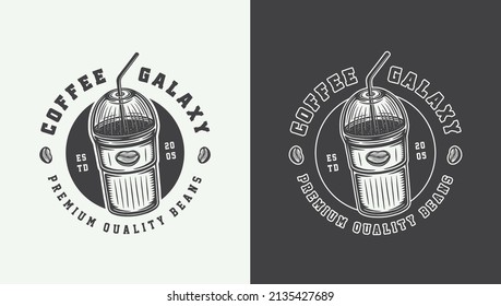 Set of vintage retro style coffee emblems, logos, badges. Can be used like poster or print. Monochrome Graphic Art. Vector Illustration. Detailed woodcut style design.
