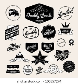 Set Vintage Retro Styled Quality Labels Stock Vector (Royalty Free ...