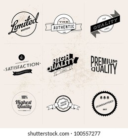 Set of Vintage Retro Styled Quality Labels