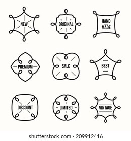 Set of vintage retro styled quality labels, line design, vector illustration