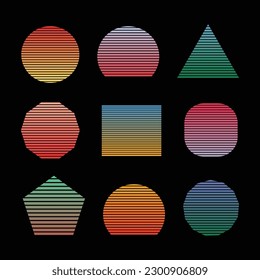 Set von Vintage-Retro-Sonnenuntergang Illustrationen Vektorhintergrund, alte Farbe der 70er und 80er Jahre, Design-Element im Retro-Stil Kollektion für T-Shirt, Poster, Drucke, Retro-Stil Vintage 
 
