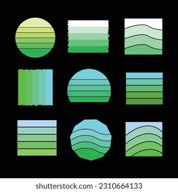 Set of vintage retro sunset illustrations vector background, 70s 80s Old Color, different shape retro sunset style Collection design element for t-shirt, banners, prints, vintage retro style 
 