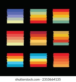 Set of vintage retro sunset illustrations vector background, 70s 80s Old Color, different shape retro sunset style Collection design element for t-shirt, banners, prints, vintage retro style 
 