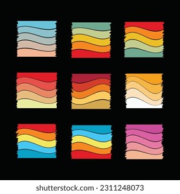 Set of vintage retro sunset illustrations vector background, 70s 80s Old Color, different shape retro sunset style Collection design element for t-shirt, banners, prints, vintage retro style 
 