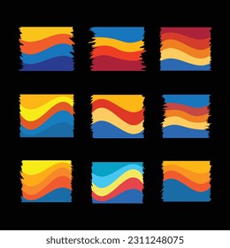 Set of vintage retro sunset illustrations vector background, 70s 80s Old Color, different shape retro sunset style Collection design element for t-shirt, banners, prints, vintage retro style 
 
