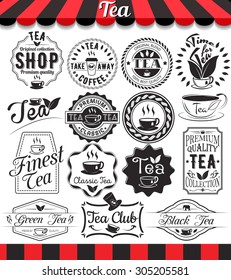 Set of vintage retro tea elements styled design, frames, vintage labels and badges.See more in set "Labels" of my portfolio