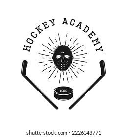 Set of vintage retro winter sport hockey emblem, logo, badge, label. mark, poster or print. Monochrome Graphic Art. Vector Illustration. Engraving style	