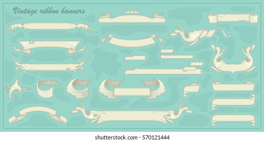 Set of vintage ribbon banners for your text. Different banners for labels. Vector Collection