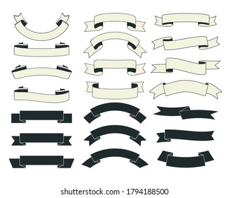 Set of vintage ribbons with  black and white color.