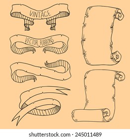 Set of vintage ribbons. Design elements