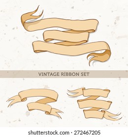 Set of vintage ribbons. Drawn by hand. Ribbon for your invitation, postcards, cards and so on. 
