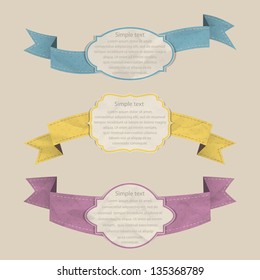Set of vintage ribbons with frame. Vector illustration.
