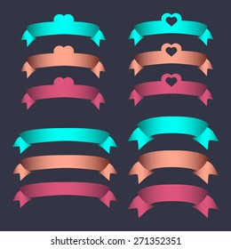 Set of vintage ribbons and labels. Vector illustration.