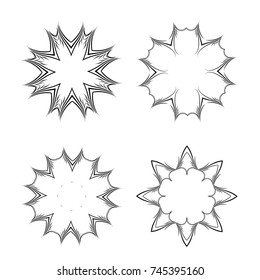 Set of vintage round frames isolated on white background. Vector elements for wedding, mothers day, birthday card, invitations.