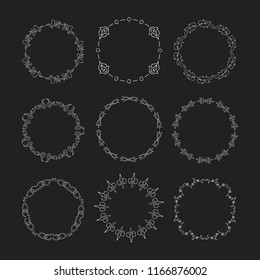 Set of vintage round frames. Vector isolated.