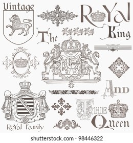 Set of Vintage Royalty Design Elements - High Quality -  in vector