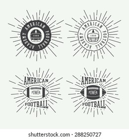 Set of vintage rugby and american football labels, emblems and logo. Vector illustration