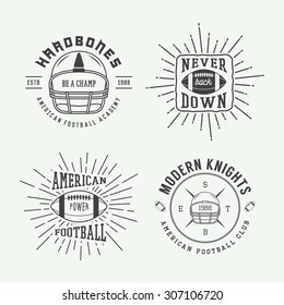 Set of vintage rugby and american football labels, emblems and logo