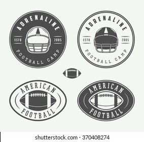 Set of vintage rugby and american football labels, emblems and logo. Vector illustration