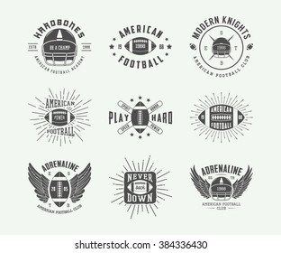 Set Of Vintage Rugby And American Football Labels, Emblems And Logo. Vector Illustration