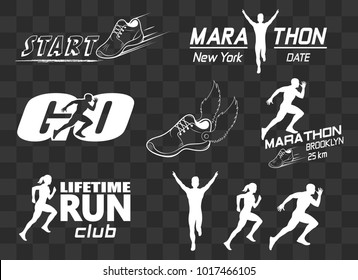 Set of vintage run club labels