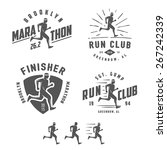 Set of vintage running club labels, emblems and design elements