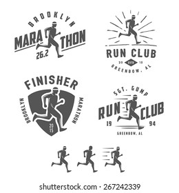 Set of vintage running club labels, emblems and design elements