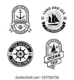 Set of vintage sailing badges labels, emblems and logo