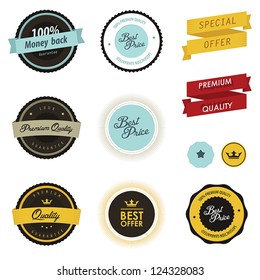 Set of vintage sale labels, badges and stickers