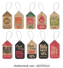 Set Vintage Sale Tags. vector illustration