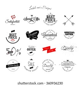 Set of Vintage Sales Label and Premium Quality Stickers and Badge