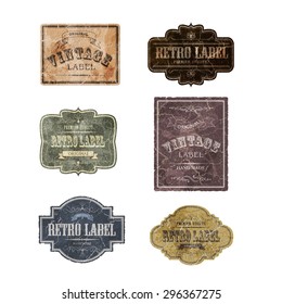  the set of vintage scratched labels, vector illustration
