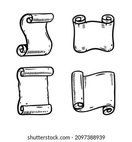 Vintage-Rollen-Set. Handgezeichnete schwarze Farbgravur. Vektorgrafik einzeln auf weißem Hintergrund.