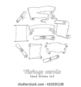 Set of vintage scrolls. Hand drawn collection. 