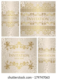 Set of vintage seamless backgrounds with decorative borders. Seamless floral wallpaper   