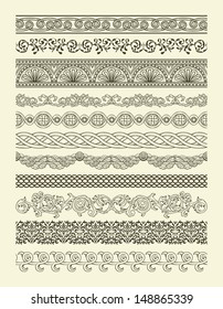 Set of vintage seamless borders