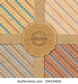A set of vintage seamless pattern in the cell