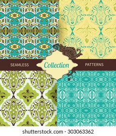 Set vintage seamless pattern for design of packaging, paper, textiles and decoupage. Vector illustration